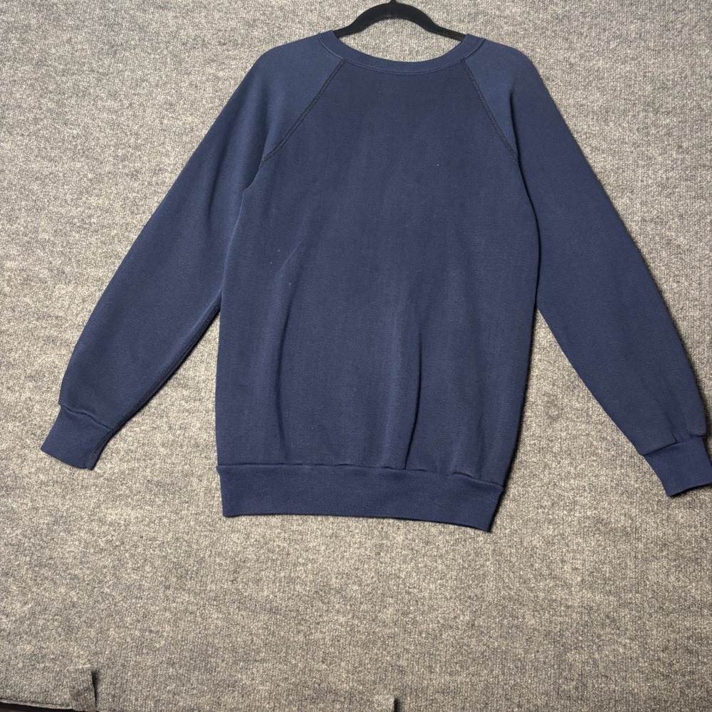 Vintage 80s Tultex Raglan Crewneck Sweatshirt Mens Large Navy Blue Blank USA